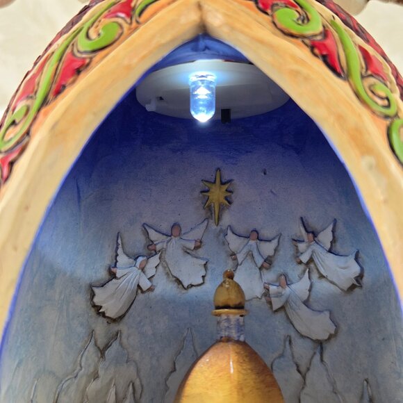 Jim Shore Silent Night Angel Music Box Interior Light Nativity Scene Heartwood - Picture 10 of 14